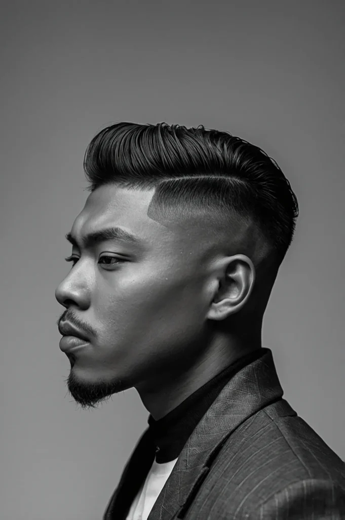 AsianInspired Straight Fade CutA Black man wi