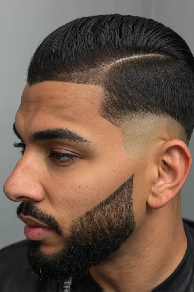 Bald Drop Fade Defined EdgesDrop fade shape