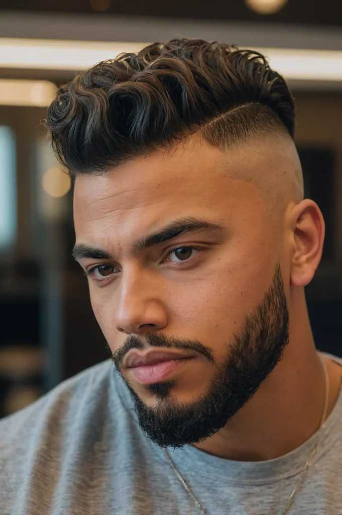 Bald Fade with Blowout CurlsVoluminous curls