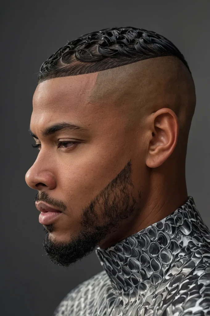 Bald Fade with WavesShort waves with high