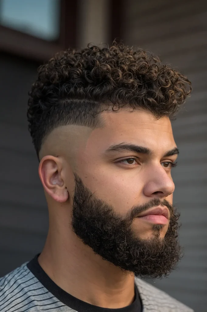 Bald Skin Fade with Curly TopTight natural cu