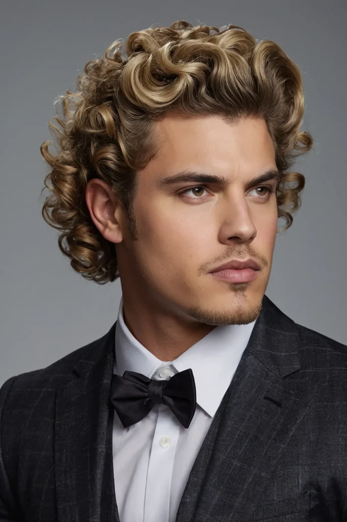 Blowout Curls with Low TaperMan with volumino
