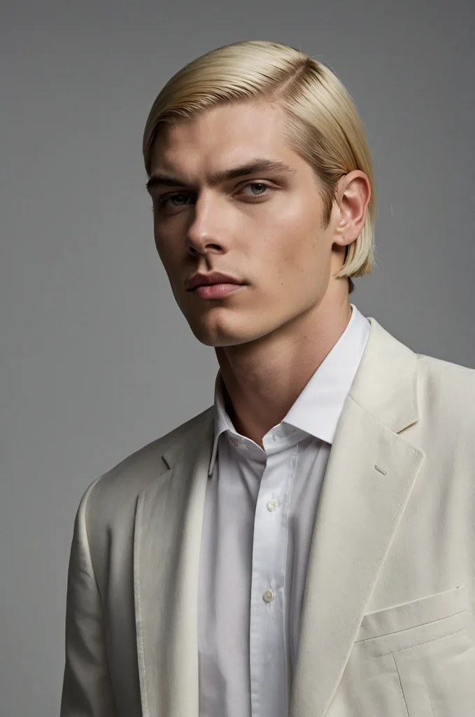 Blunt Bob Cut White American male model with