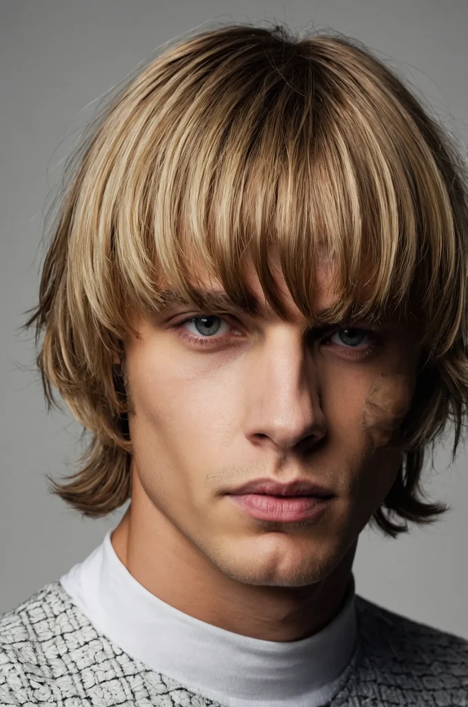 Bob Cut with Bangs White American male model