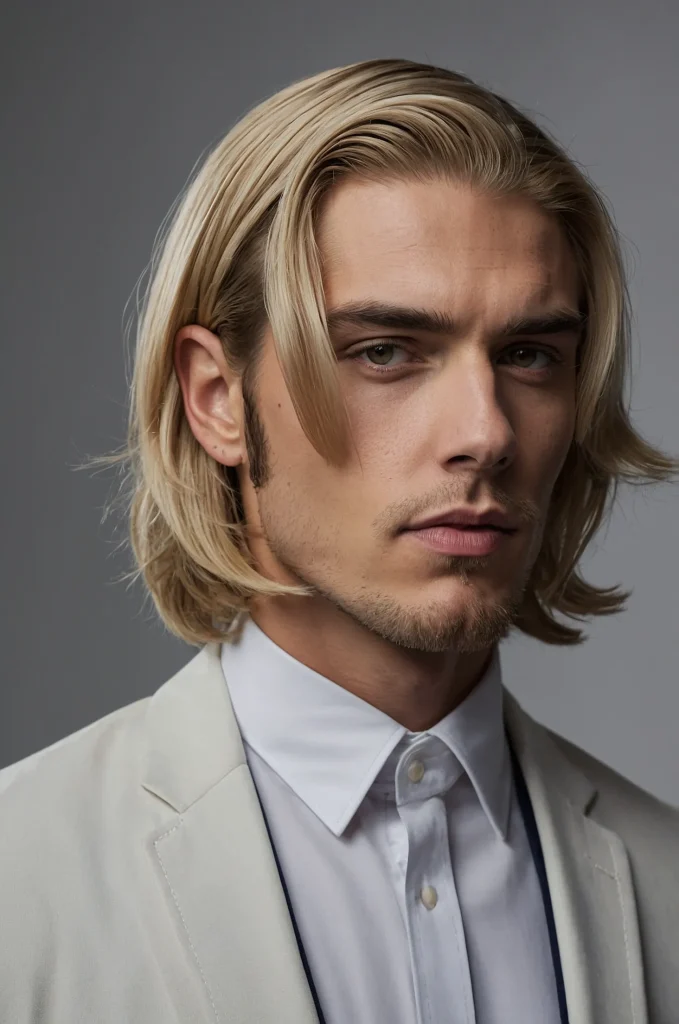 Bob Cut with Side Part White American male m