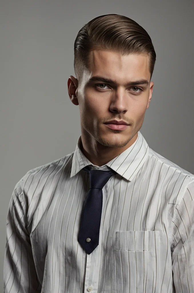 Bob Cut with Side Part White American male m