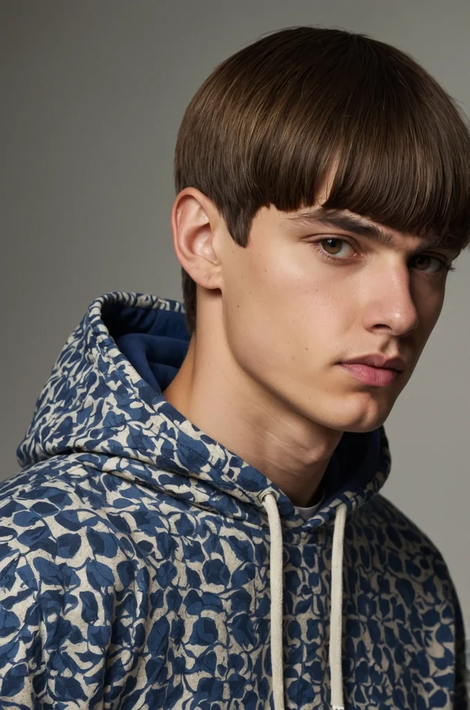 Bowl Cut with DesignPortrait of a single youn