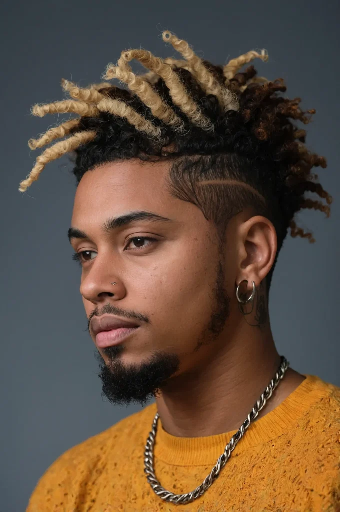Burst Fade Locs with Curly EndsShort locs on