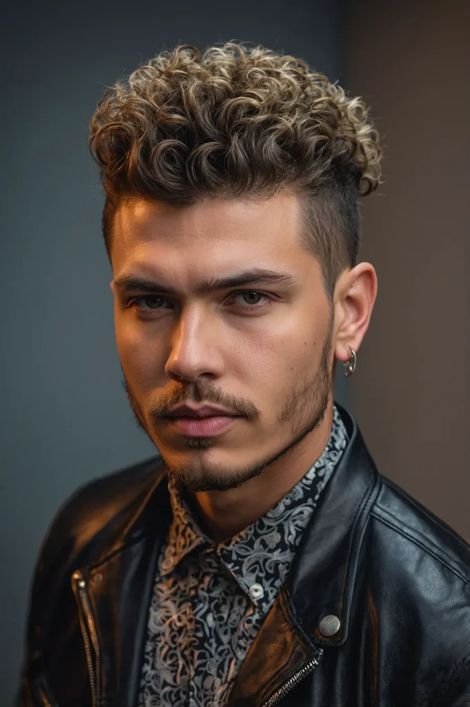 Burst Fade with Curly MulletCurly top and bac