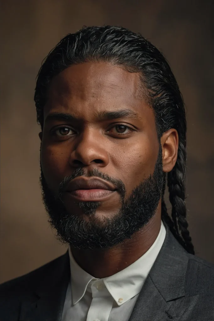 Center Part with Tapered NecklineA Black man