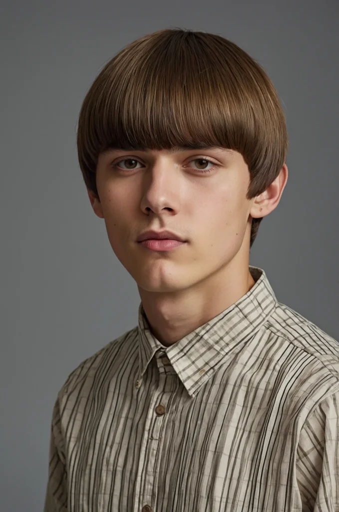 Classic Bowl CutUltrarealistic portrait of a