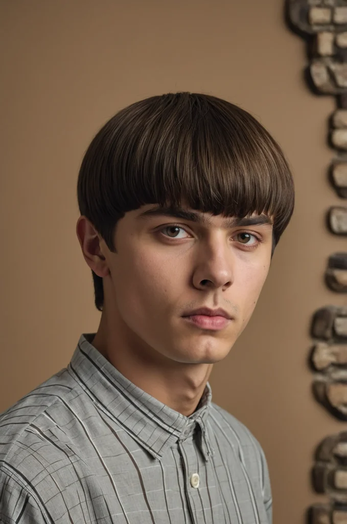 Classic Bowl CutUltrarealistic portrait of a