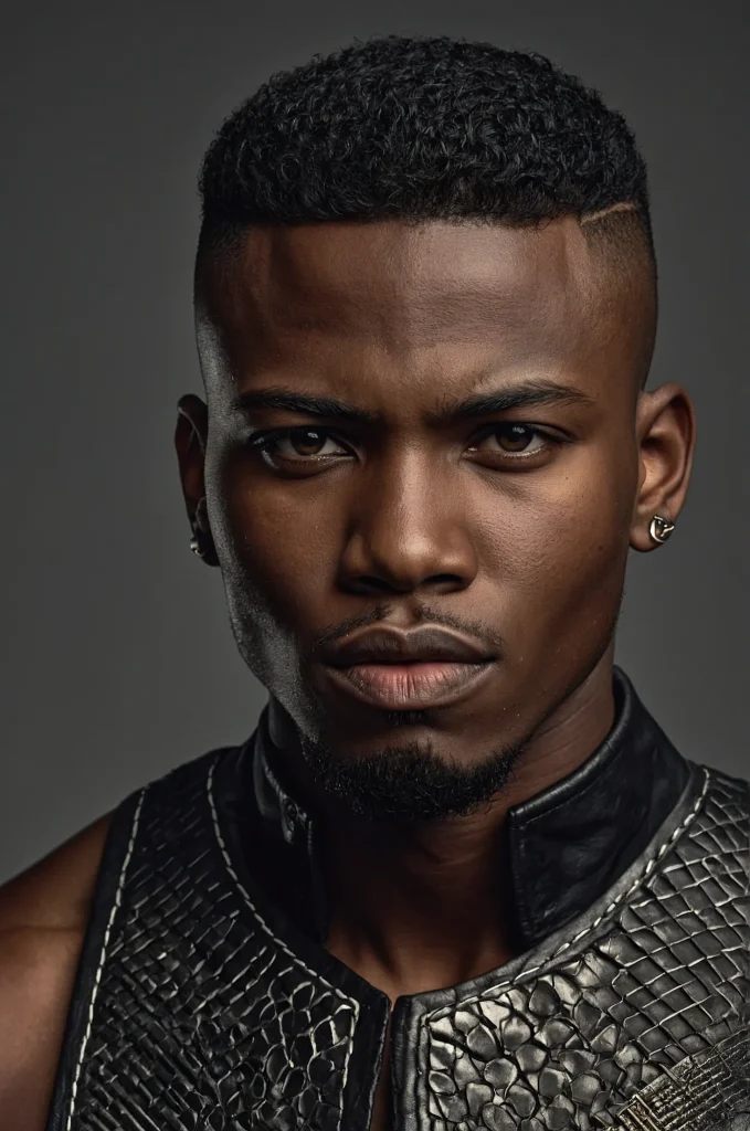 Classic Warrior Cut Black male model with a
