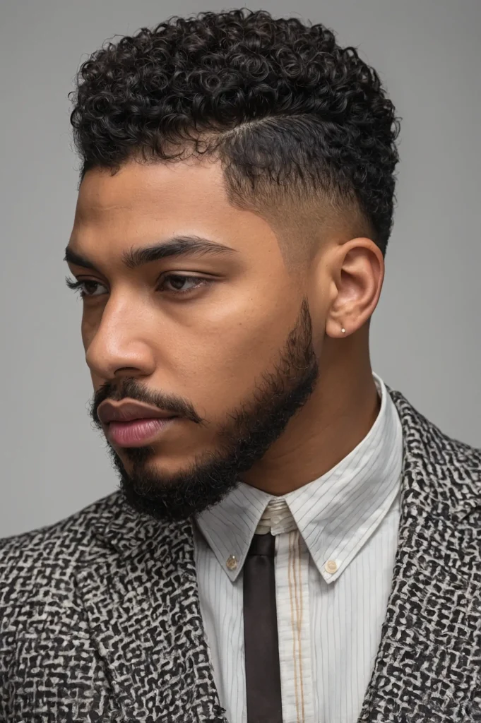 Coily Hair Temple Fade EdgeNatural coily hai