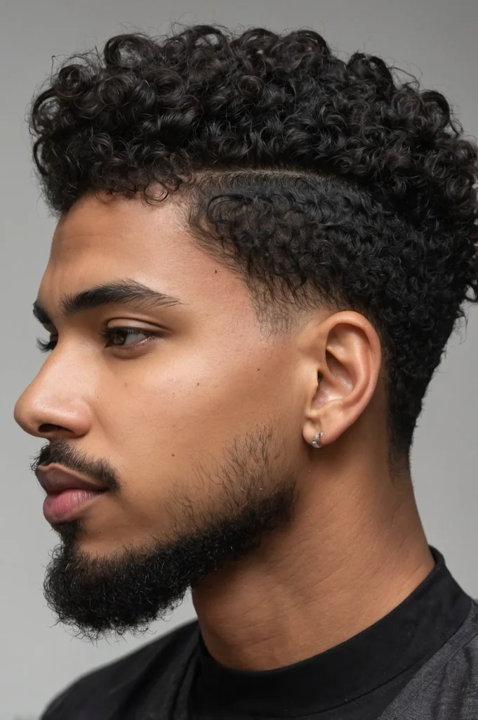 Coily Hair Temple Fade EdgeNatural coily hai