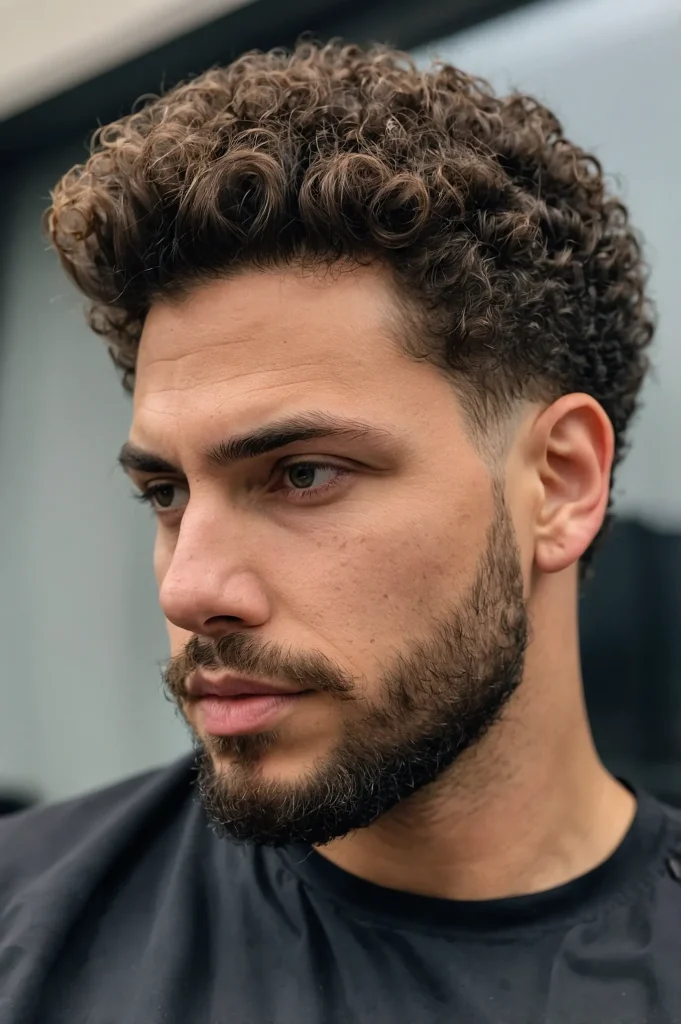 Curls Low Fade with Blowout TopMan with curl