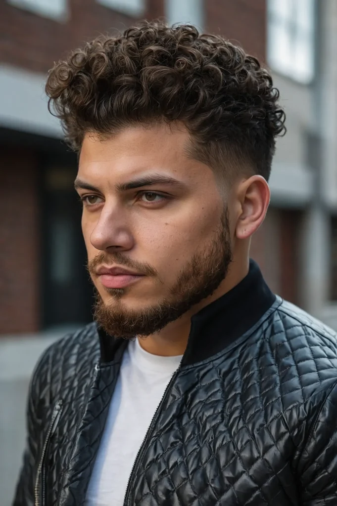 Curls Low Fade with Blowout TopMan with curl