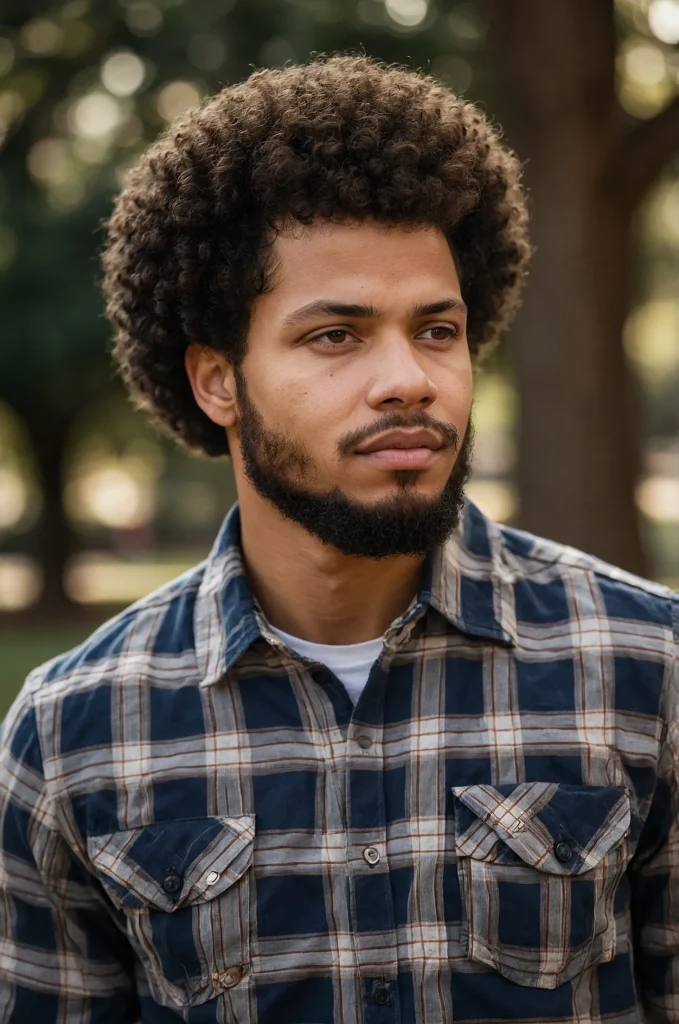 Curly Afro Taper FadeA man with a curly afr