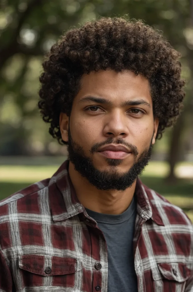 Curly Afro Taper FadeA man with a curly afr