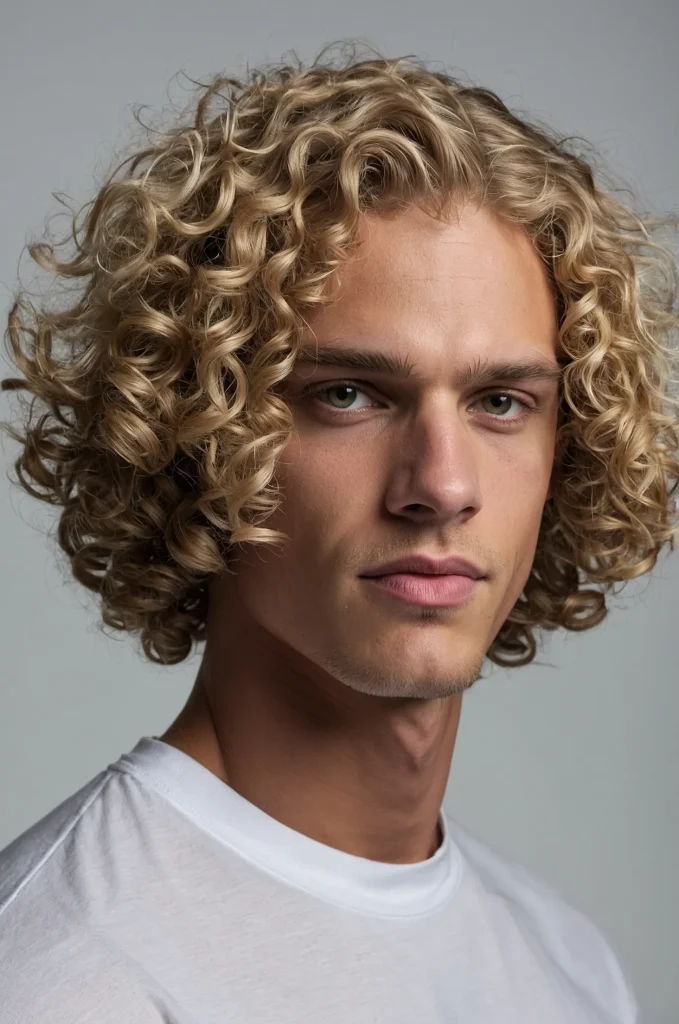 Curly Bob Cut White American male model with