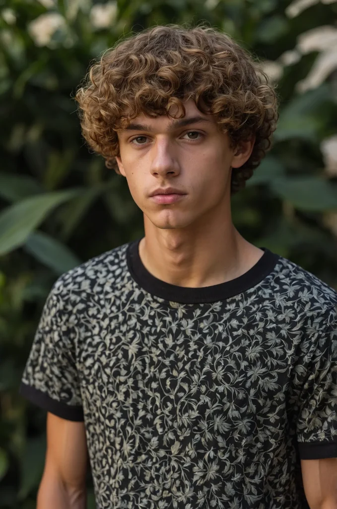 Curly Bowl CutPortrait of a single young man