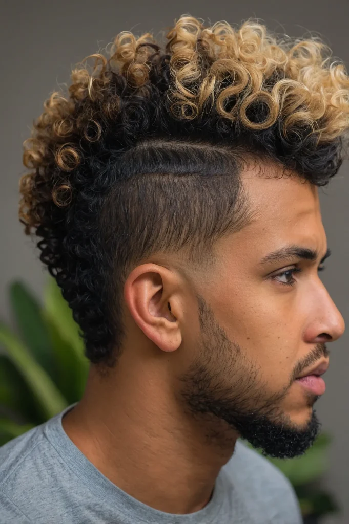Curly Frohawk Burst FadeWide frohawk with so