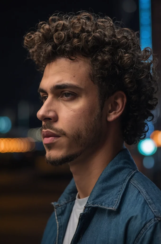 Curly Hair Skin Taper FadeA man with curly h