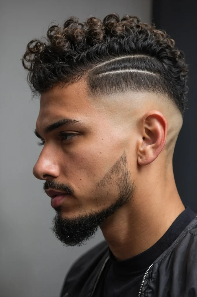 Curly High Top Burst Fade UndercutHigh curly