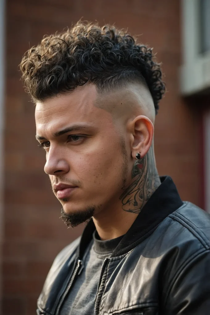 Curly Mohawk Bald FadeCurly mohawk style wit