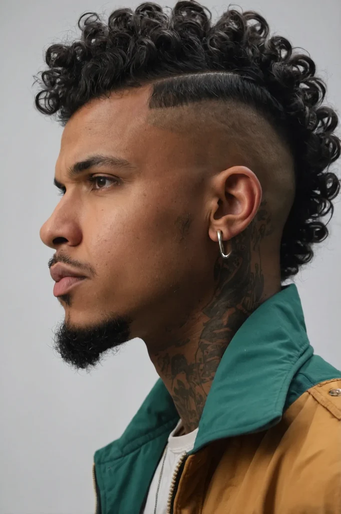 Curly Mohawk with Temp FadeBlack man with def