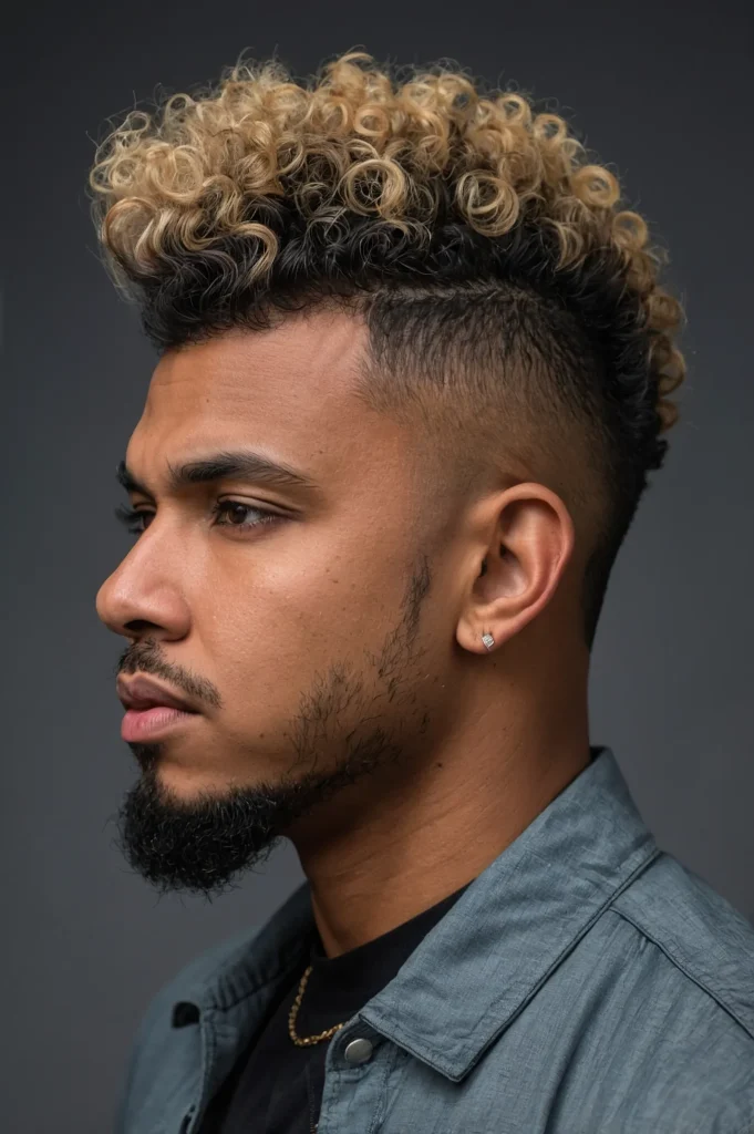 Curly Mohawk with Temp FadeBlack man with def