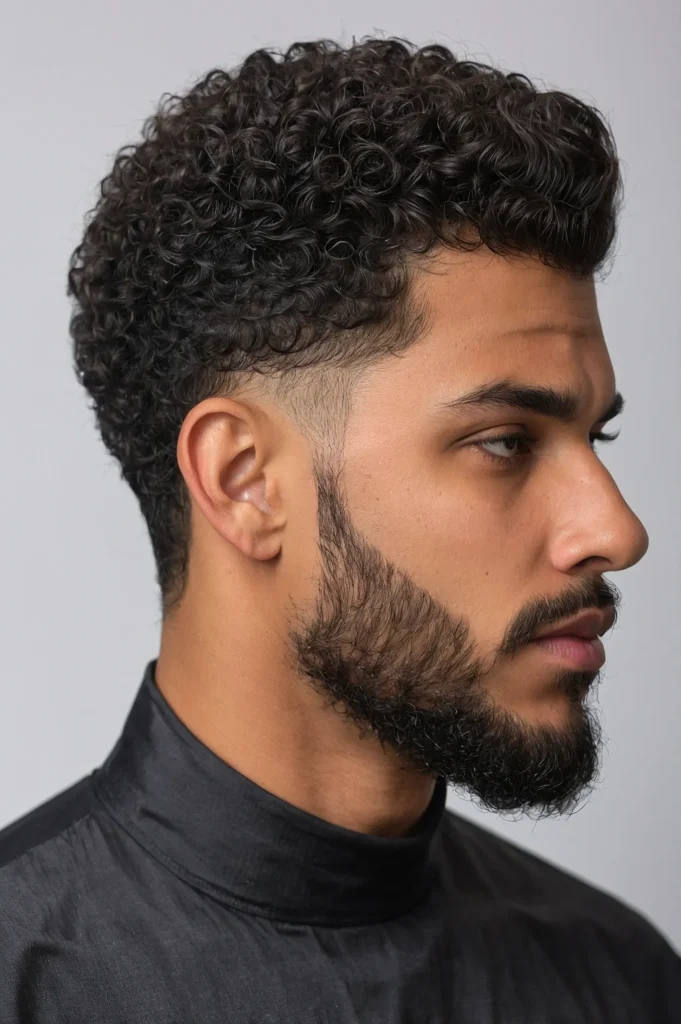 Curly Temple Blowout Neck TaperMan with curl