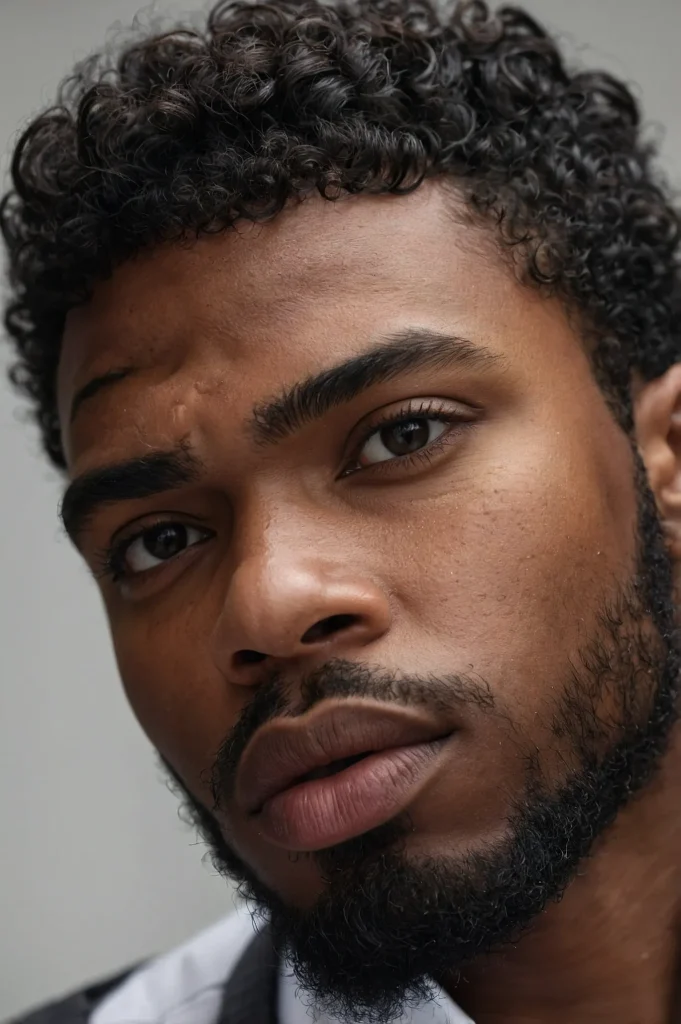 Defined Curls Sharp Temp LineBlack man with