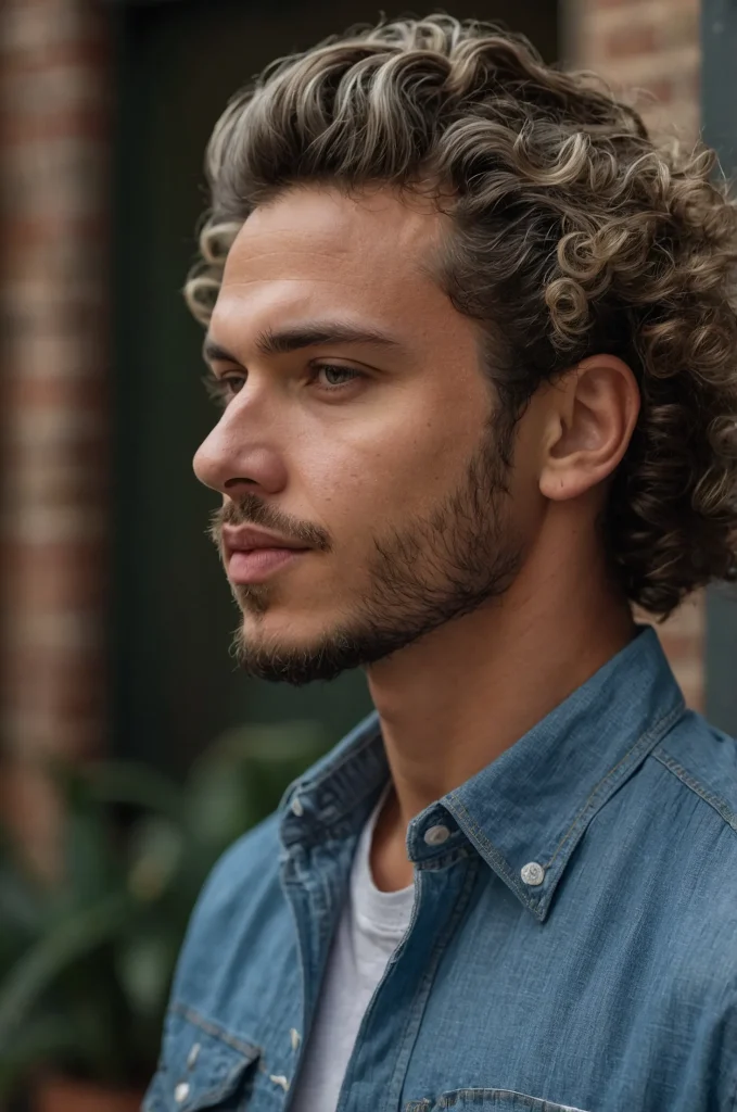 Defined Ringlets Taper FadeA man with defin