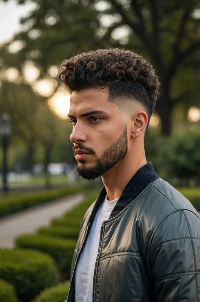 Drop Taper Fade Sponge CurlsA man with a dr