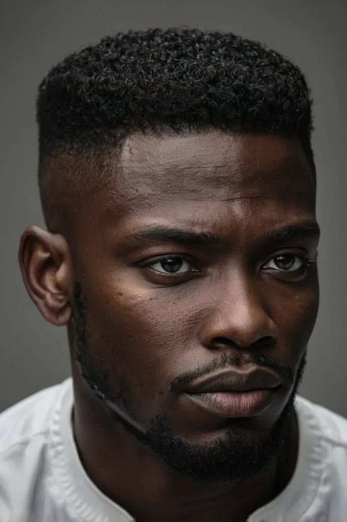 Flat Top with Crisp Temple FadeBlack man with