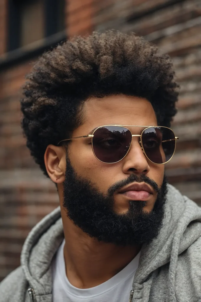 Fluffy Afro Top Sharp Temp FadeFluffy rounde
