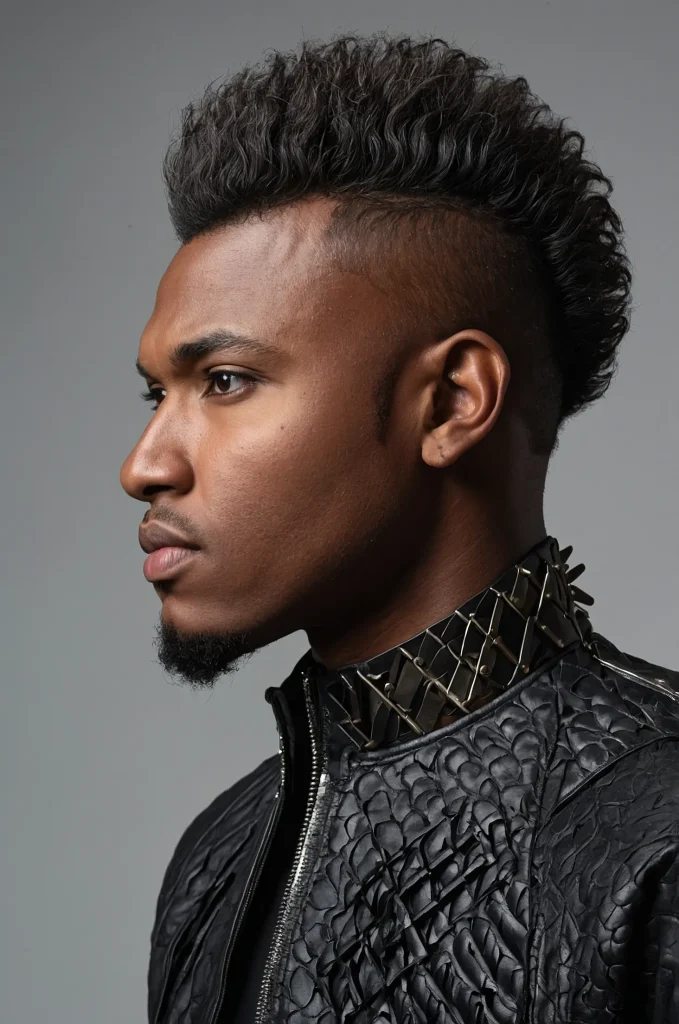 Frohawk Warrior Cut Black male model with a