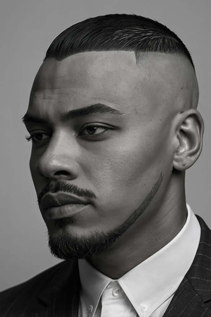 High Bald Fade with Sharp LineUpHigh bald ski