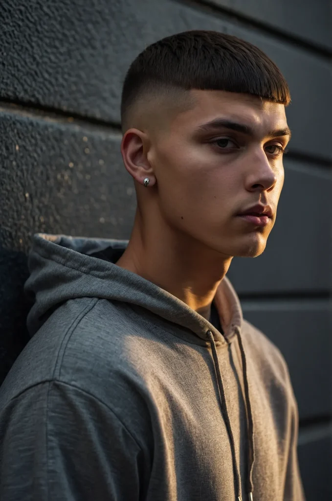 High Fade Bowl CutUltrarealistic photo of a s