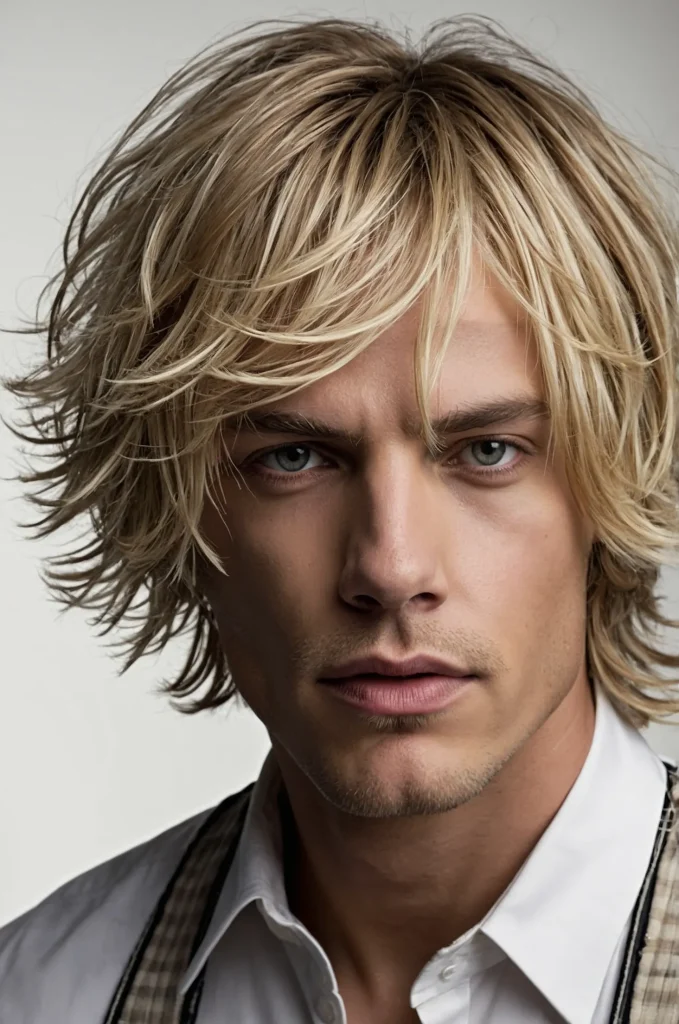 Layered Bob Cut White American male model wi