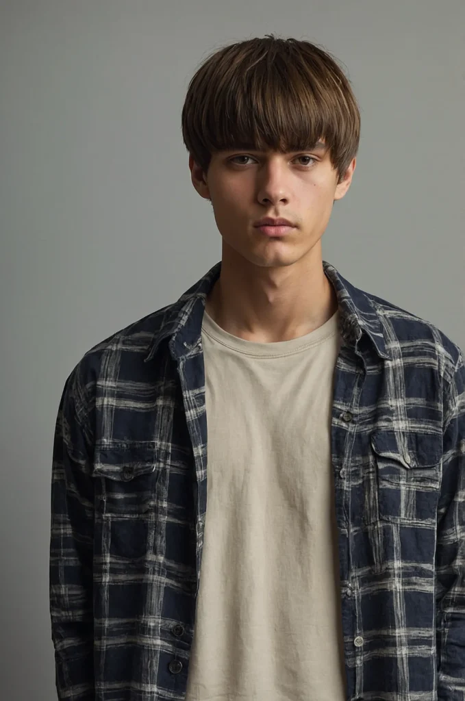 Layered Bowl CutPortrait of a single young ma