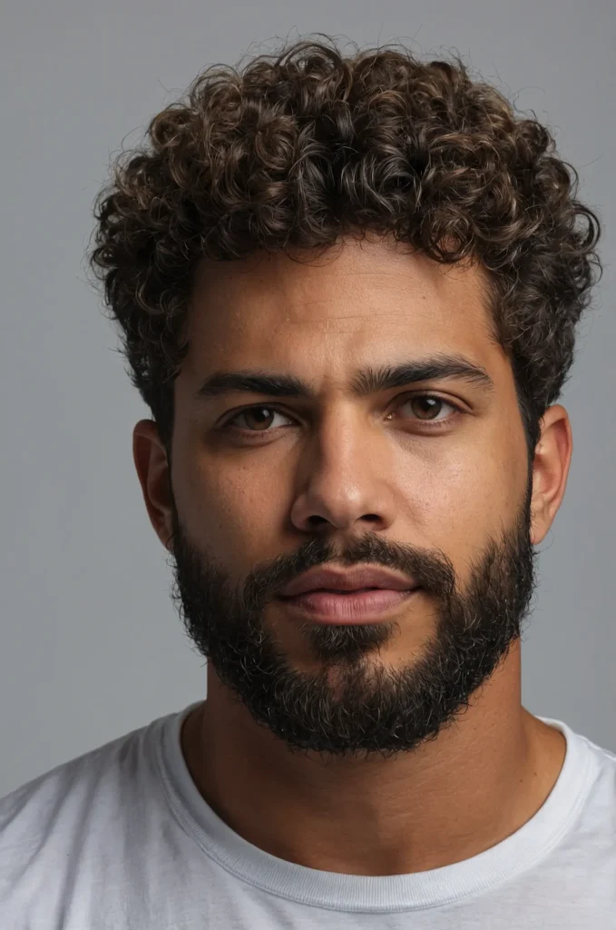 Layered Curls Temple Taper FadeA man with la