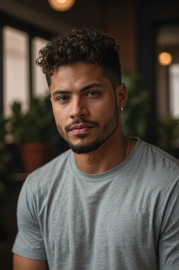 Layered Curls Temple Taper FadeA man with la