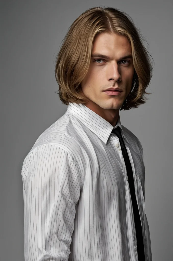 Long Bob Lob White American male model with