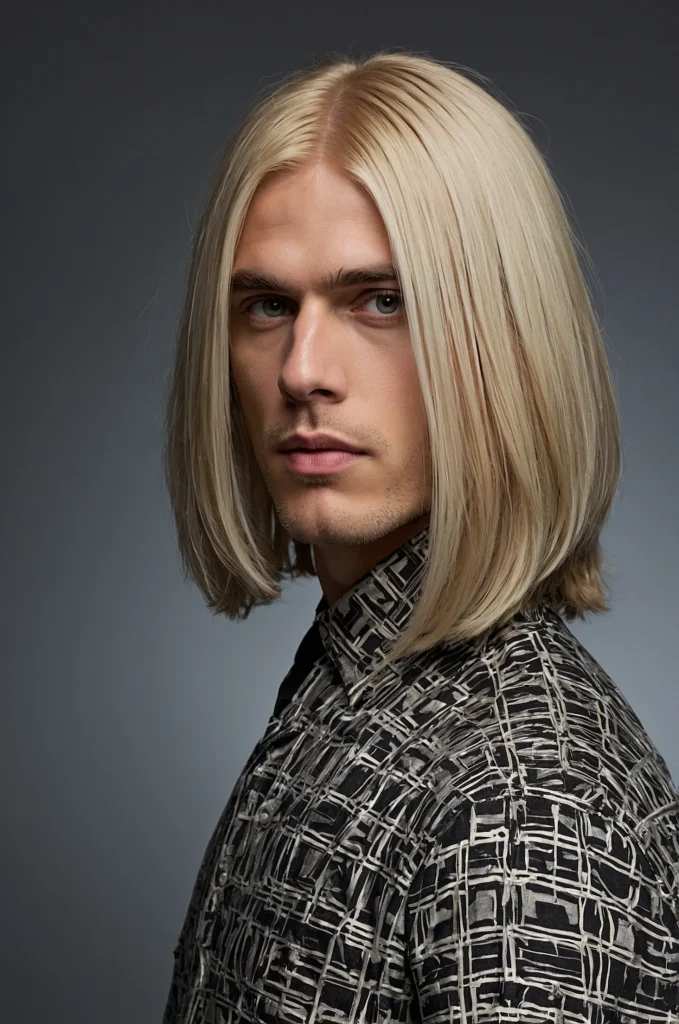 Long Bob Lob White American male model with