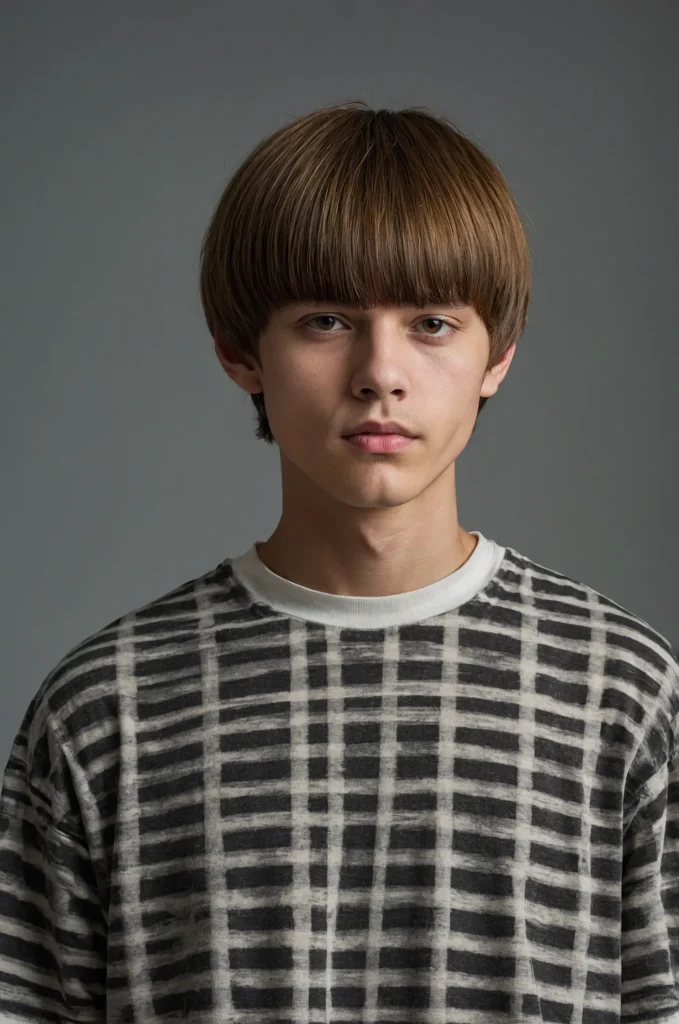 Long Bowl CutPortrait of a single young man w