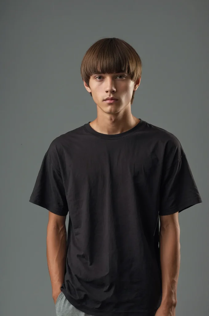 Long Bowl CutPortrait of a single young man w