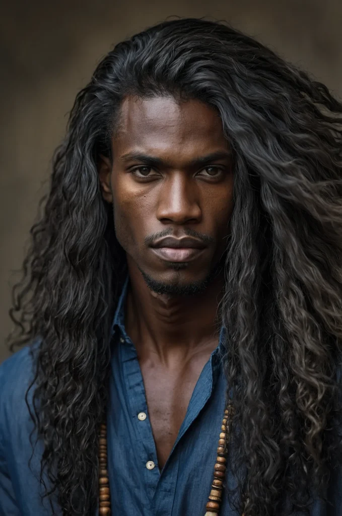 Long Warrior Mane Black male model with a lo