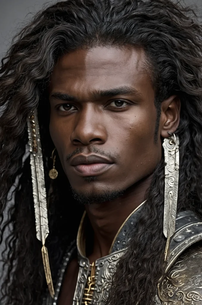 Long Warrior Mane Black male model with a lo